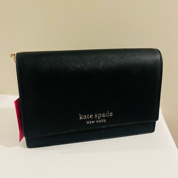 kate spade Handbags - Kate Spade Black Clutch with Gold Accents